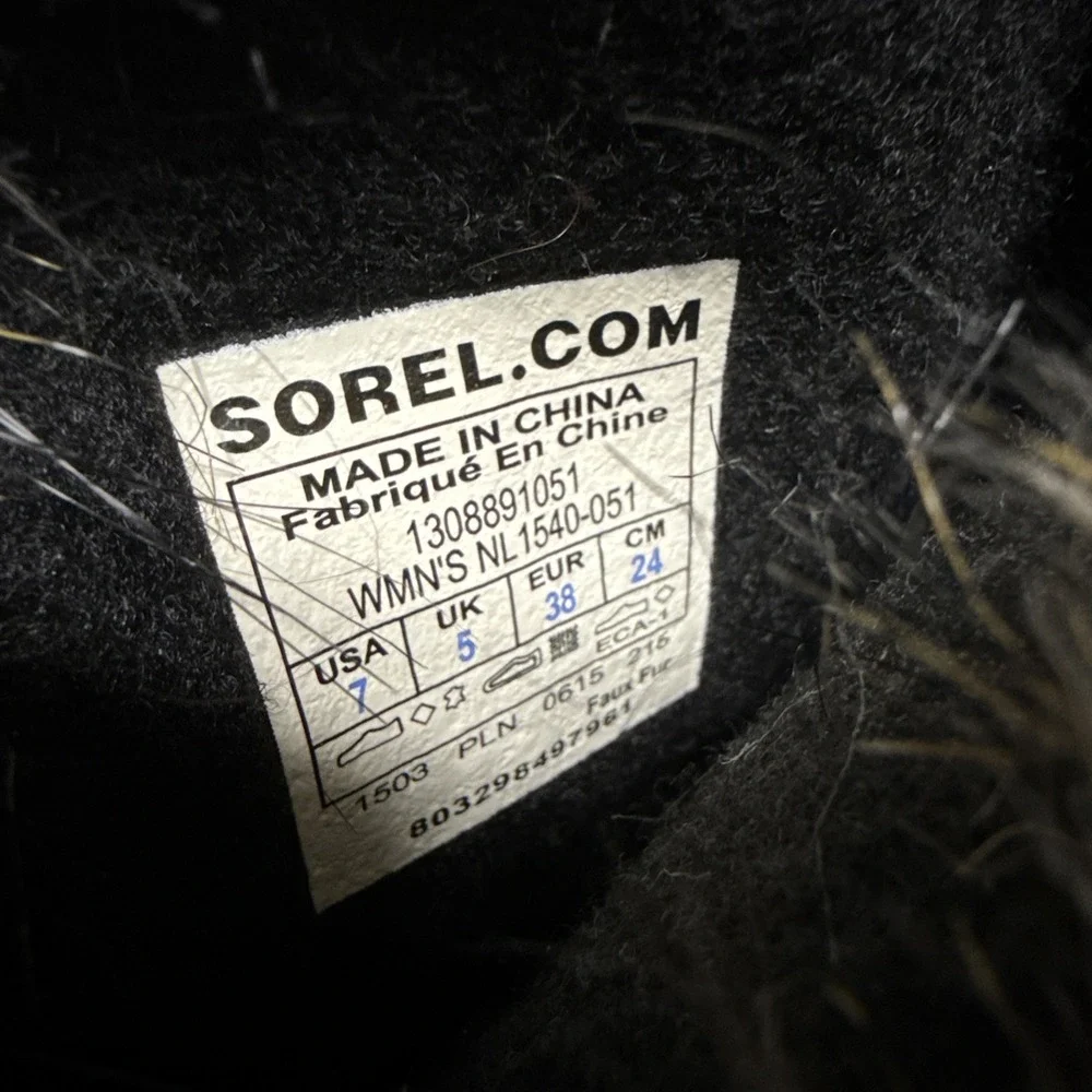 Sorel Joan of Arctic Gray Leather Winter Boots 7 /38 Eu Faux Fur‎ Warn